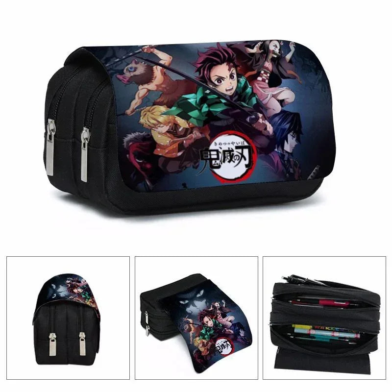Demon Slayer 3D Anime Pen Bag Student Storage Bag Tanjirou Nezuko Zenitsu Giyuu Cartoon Pen Box Cute Boys Girls Pencil Case
