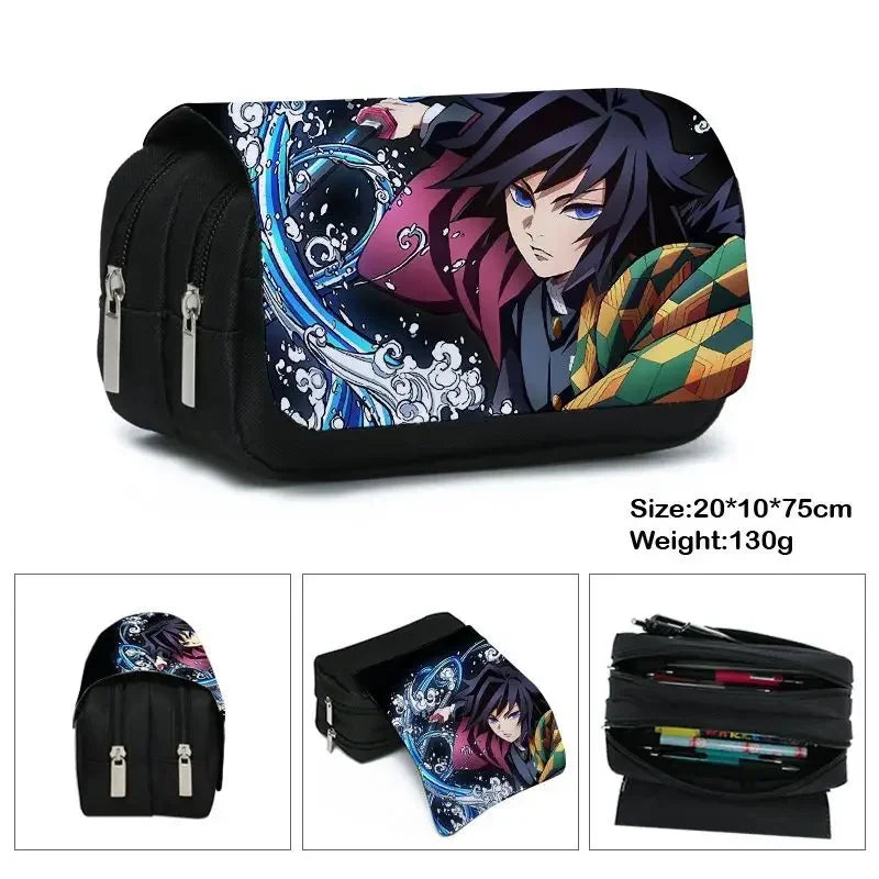 Demon Slayer 3D Anime Pen Bag Student Storage Bag Tanjirou Nezuko Zenitsu Giyuu Cartoon Pen Box Cute Boys Girls Pencil Case