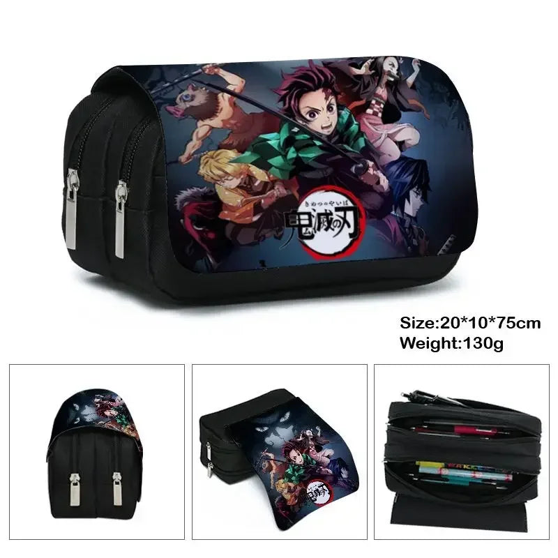 Demon Slayer 3D Anime Pen Bag Student Storage Bag Tanjirou Nezuko Zenitsu Giyuu Cartoon Pen Box Cute Boys Girls Pencil Case
