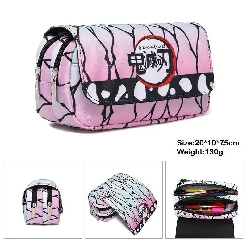Demon Slayer 3D Anime Pen Bag Student Storage Bag Tanjirou Nezuko Zenitsu Giyuu Cartoon Pen Box Cute Boys Girls Pencil Case