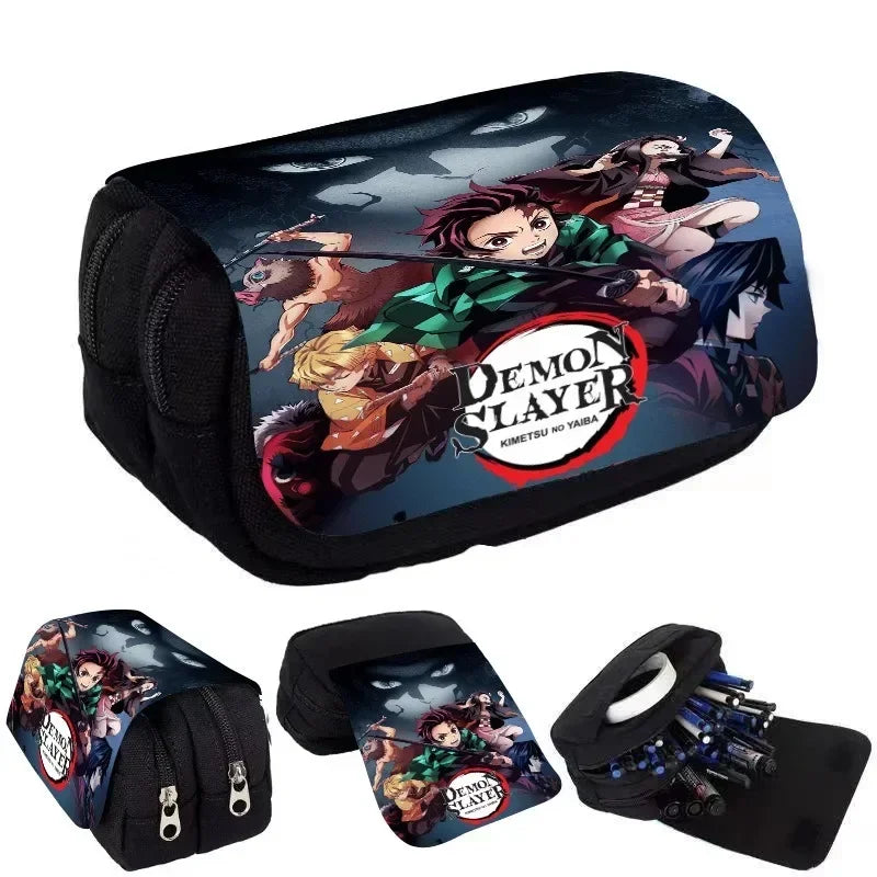 Demon Slayer 3D Anime Pen Bag Student Storage Bag Tanjirou Nezuko Zenitsu Giyuu Cartoon Pen Box Cute Boys Girls Pencil Case