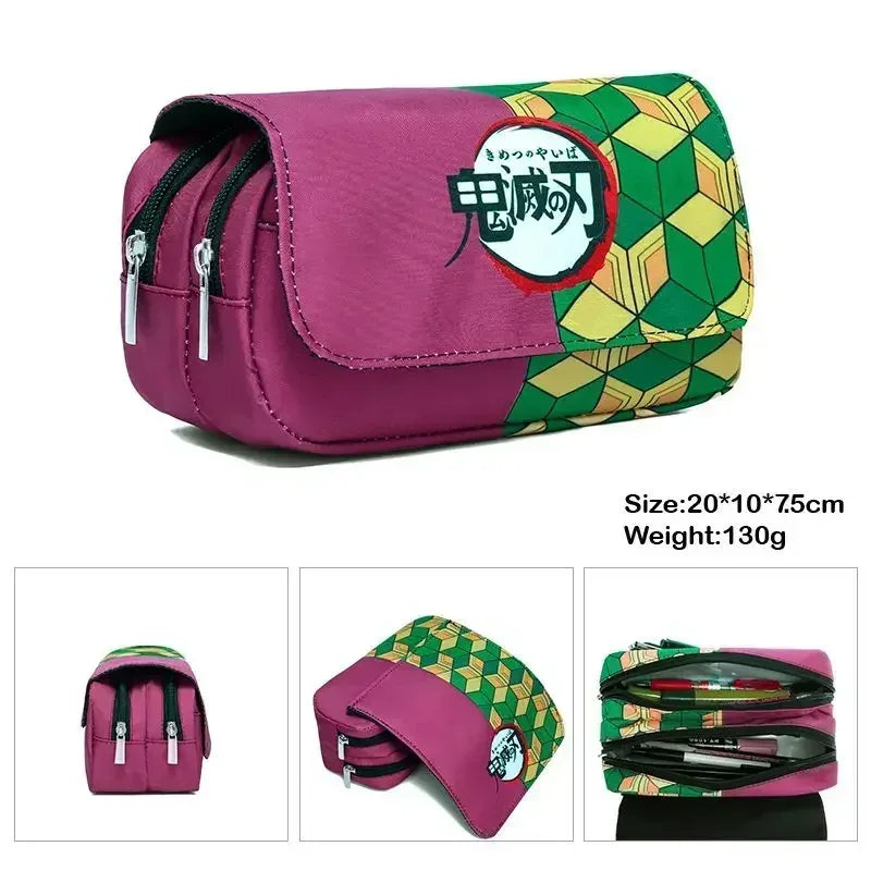 Demon Slayer 3D Anime Pen Bag Student Storage Bag Tanjirou Nezuko Zenitsu Giyuu Cartoon Pen Box Cute Boys Girls Pencil Case