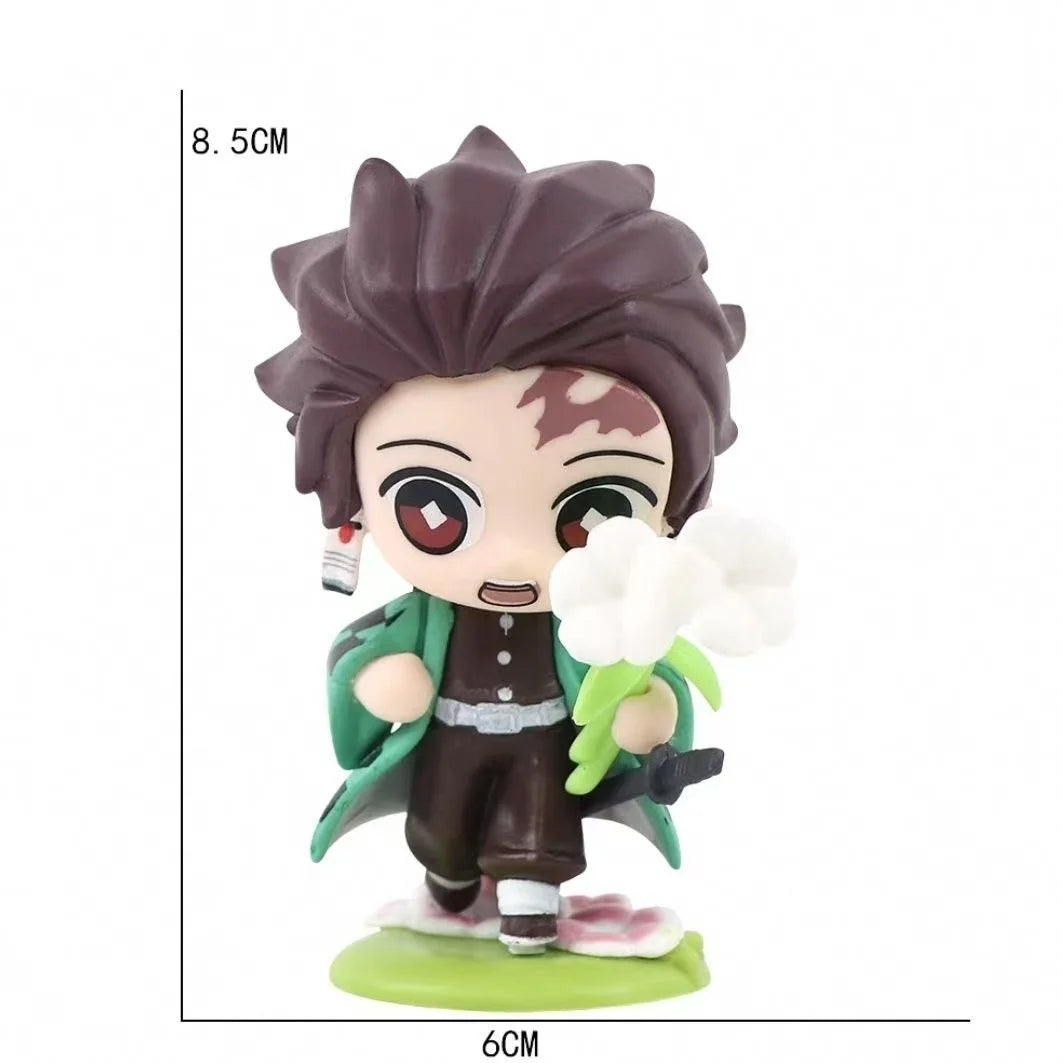 Demon Slayer Anime 9cm Model Figures Tanjirou Nezuko Zenitsu Kyoujurou Kanroji Dolls Action Figure Toys for Kids Birthday Gift