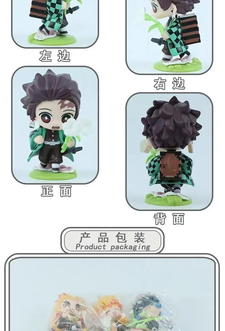 Demon Slayer Anime 9cm Model Figures Tanjirou Nezuko Zenitsu Kyoujurou Kanroji Dolls Action Figure Toys for Kids Birthday Gift
