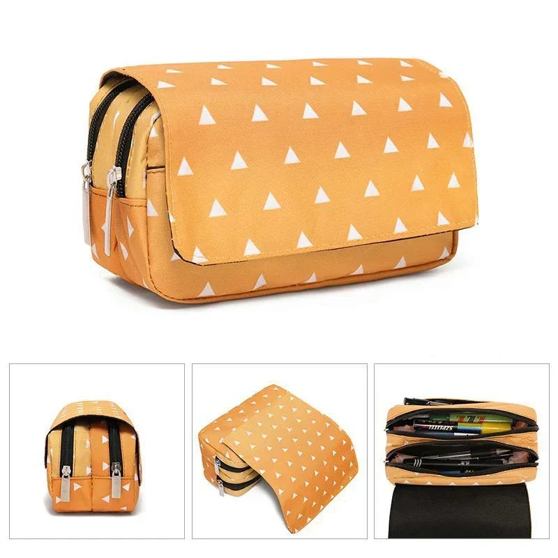 Demon Slayer 3D Anime Pen Bag Student Storage Bag Tanjirou Nezuko Zenitsu Giyuu Cartoon Pen Box Cute Boys Girls Pencil Case