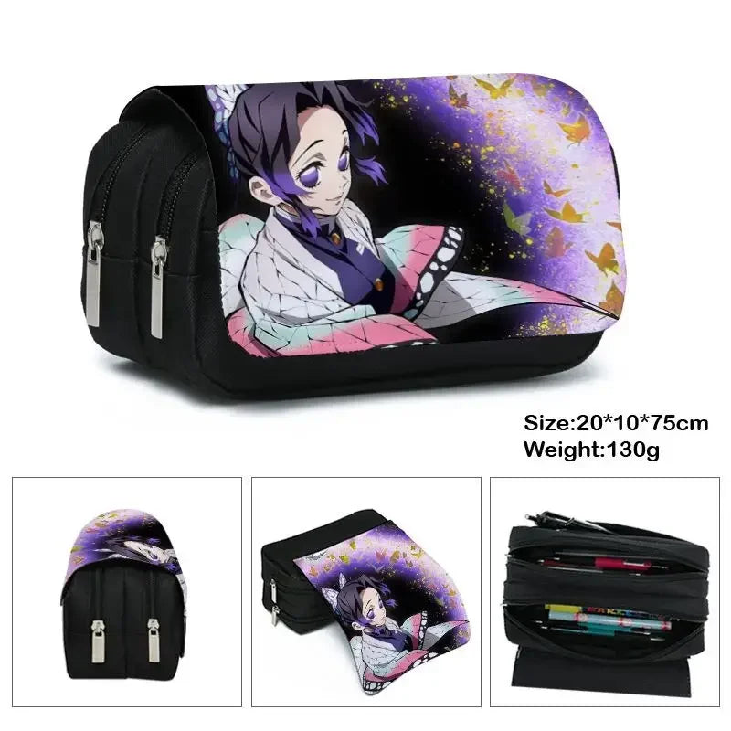 Demon Slayer 3D Anime Pen Bag Student Storage Bag Tanjirou Nezuko Zenitsu Giyuu Cartoon Pen Box Cute Boys Girls Pencil Case