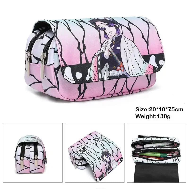 Demon Slayer 3D Anime Pen Bag Student Storage Bag Tanjirou Nezuko Zenitsu Giyuu Cartoon Pen Box Cute Boys Girls Pencil Case
