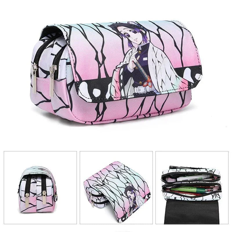 Demon Slayer 3D Anime Pen Bag Student Storage Bag Tanjirou Nezuko Zenitsu Giyuu Cartoon Pen Box Cute Boys Girls Pencil Case