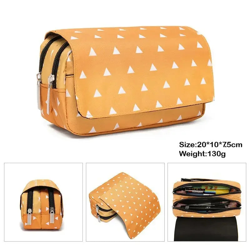 Demon Slayer 3D Anime Pen Bag Student Storage Bag Tanjirou Nezuko Zenitsu Giyuu Cartoon Pen Box Cute Boys Girls Pencil Case