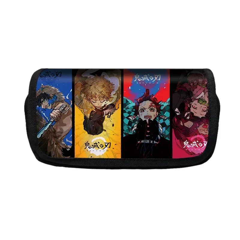 Demon Slayer 3D Anime Pen Bag Student Storage Bag Tanjirou Nezuko Zenitsu Giyuu Cartoon Pen Box Cute Boys Girls Pencil Case