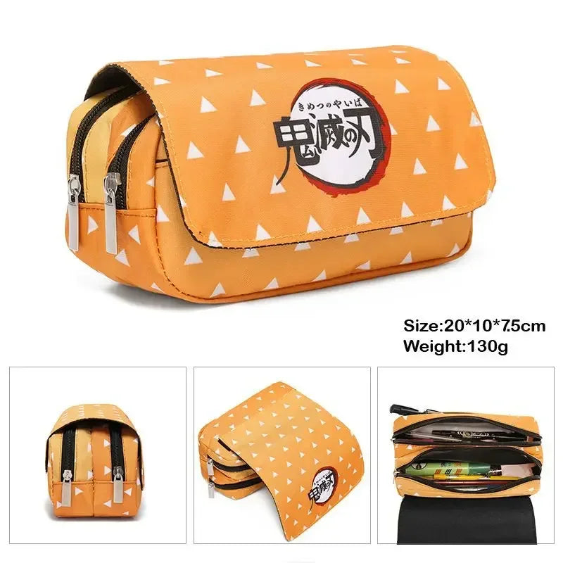 Demon Slayer 3D Anime Pen Bag Student Storage Bag Tanjirou Nezuko Zenitsu Giyuu Cartoon Pen Box Cute Boys Girls Pencil Case