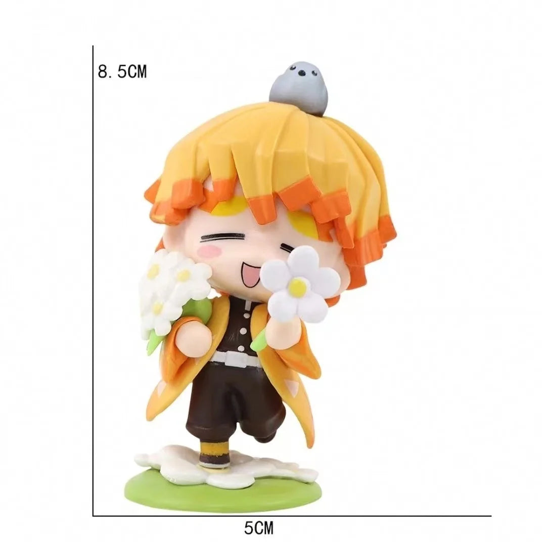 Demon Slayer Anime 9cm Model Figures Tanjirou Nezuko Zenitsu Kyoujurou Kanroji Dolls Action Figure Toys for Kids Birthday Gift
