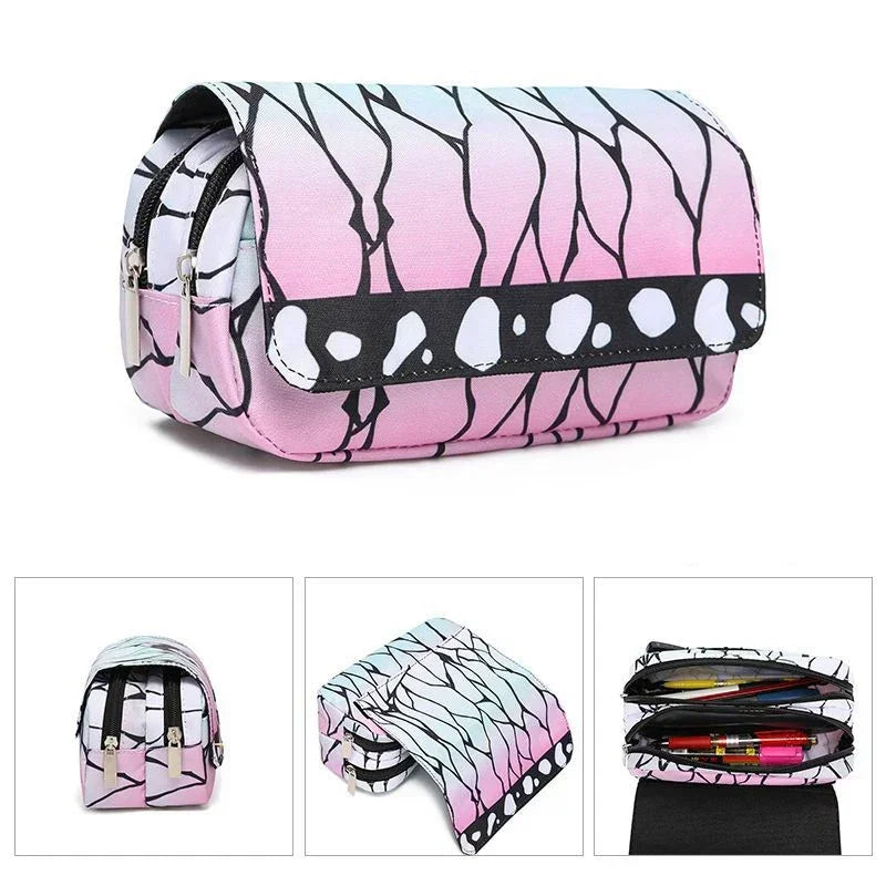 Demon Slayer 3D Anime Pen Bag Student Storage Bag Tanjirou Nezuko Zenitsu Giyuu Cartoon Pen Box Cute Boys Girls Pencil Case