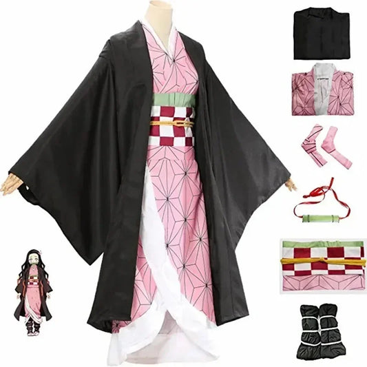 Demon Slayer - Nezuko Cosplay, children size available (Costume set, Costume set + wig)