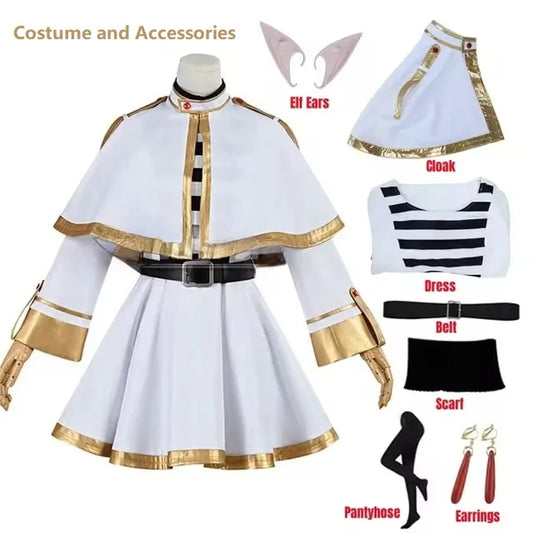 Frieren Cosplay (Costume set, Costume set + wig)