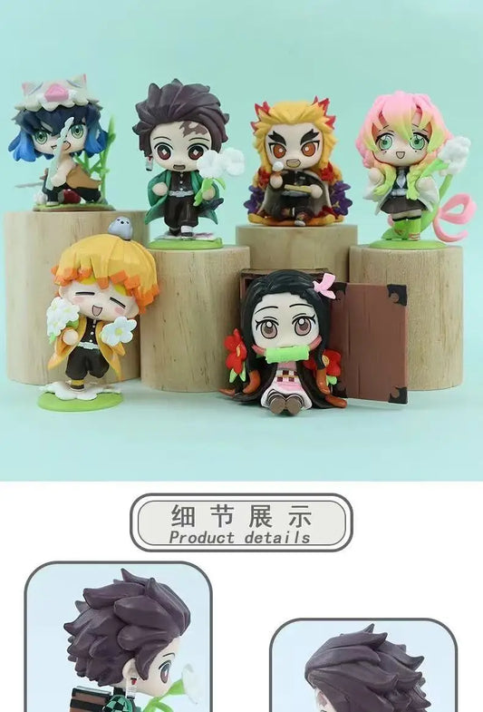 Demon Slayer Anime 9cm Model Figures Tanjirou Nezuko Zenitsu Kyoujurou Kanroji Dolls Action Figure Toys for Kids Birthday Gift
