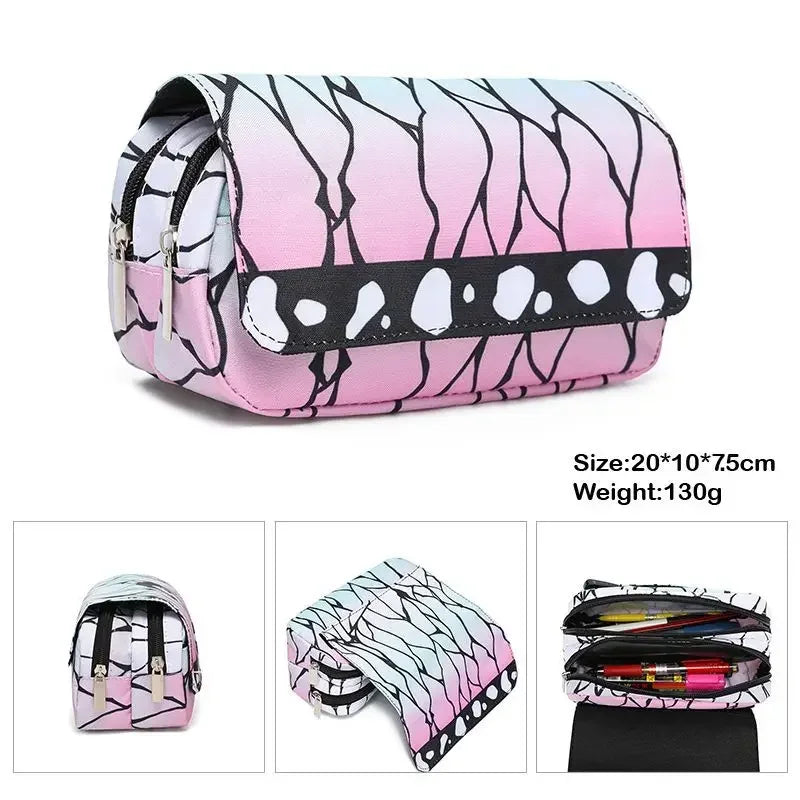 Demon Slayer 3D Anime Pen Bag Student Storage Bag Tanjirou Nezuko Zenitsu Giyuu Cartoon Pen Box Cute Boys Girls Pencil Case