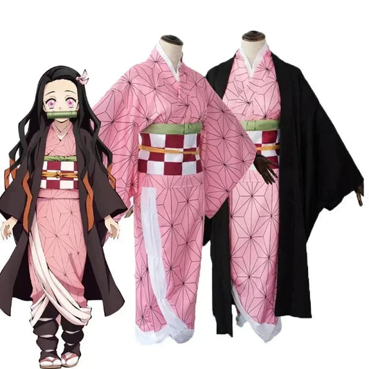 Demon Slayer - Nezuko Cosplay, children size available (Costume set, Costume set + wig)