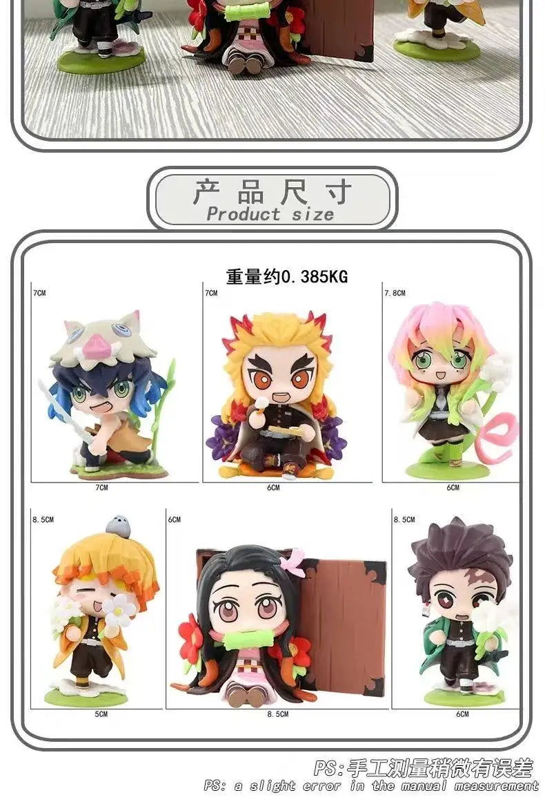 Demon Slayer Anime 9cm Model Figures Tanjirou Nezuko Zenitsu Kyoujurou Kanroji Dolls Action Figure Toys for Kids Birthday Gift